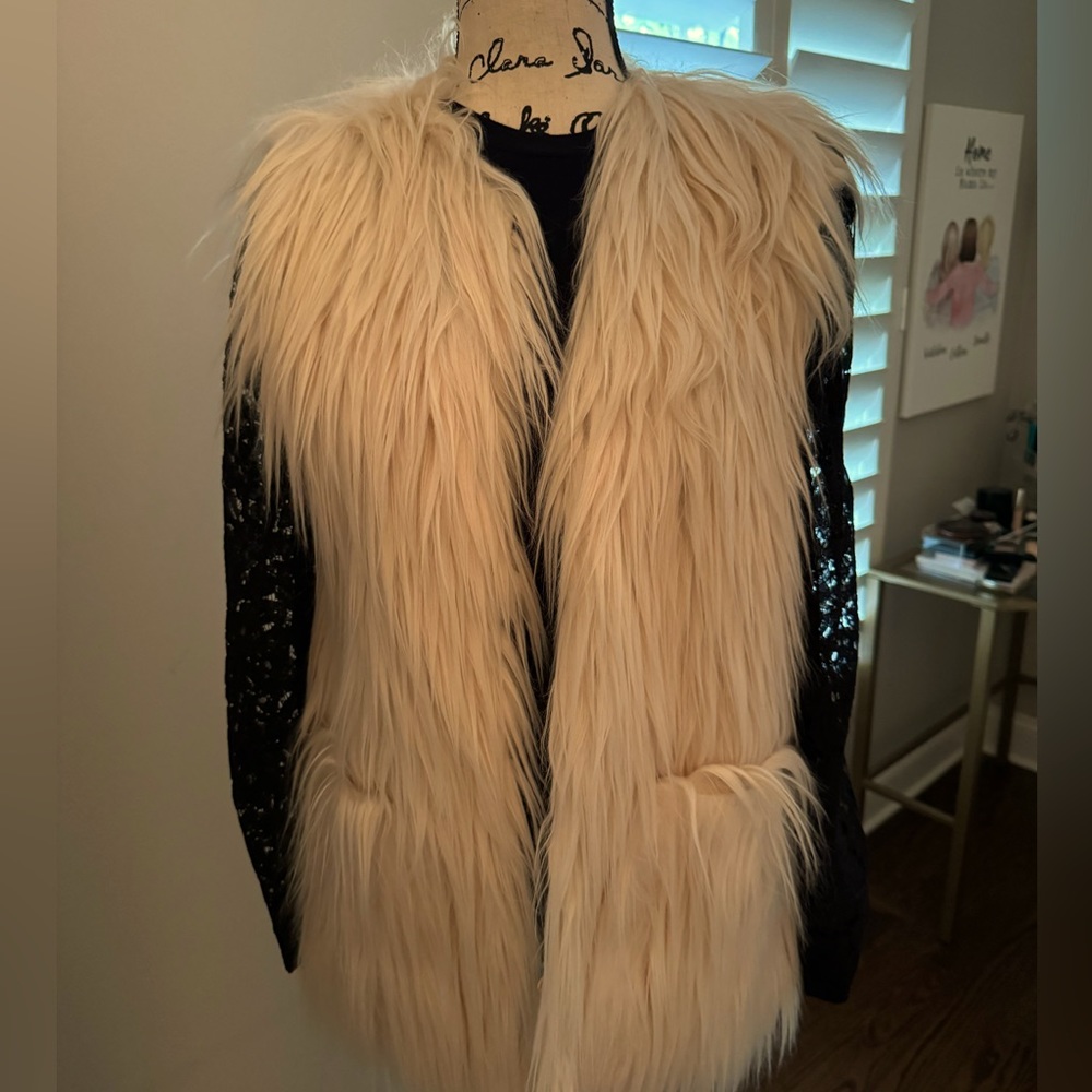 Zadgig & Voltaire faux fur vest with hook and eye closure size Small